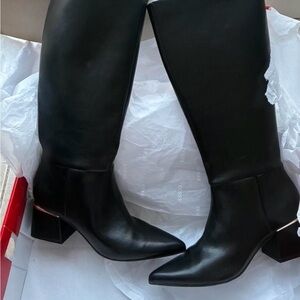 Guess Black Over-The-Knee Pointed Toe Boots